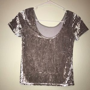 Silver crushed velvet shirt
